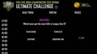 20 March esports ultimate challenge all answers | free fire esports ultimate challenge event