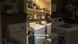 I decided to do a mini laundry room makeover. Thrifted almost all of the decor. #laundryroomdecor