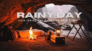 Take Shelter in a Mountain Cave During the Storm⛈️ Relax with Rain, Thunder & Cozy Campfire Sounds🔥