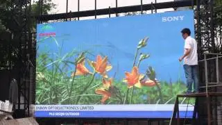 Waterproof test for P4.81 500x1000mm outdoor LED display of 30 pcs