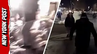 Протестующих обстреляли светошумовыми гранатами у здания иммиграционной и таможенной службы в Мин...