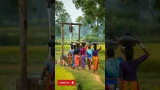 Village Women in Colorful Dress | Clay Pots on Heads | Walking Home with Dog