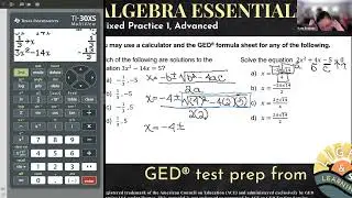GED&reg; Math: The Quadratic Formula & The GED Calculator (1.MP1, Adv, #8,9)