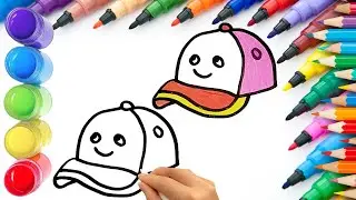 How To Draw cute Hat Drawing, Painting & Coloring For Kids and Toddlers_ Child Art 🐋🌈🎨