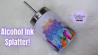 Alcohol Ink Splatter Mason Jar | Mandala Water Slide Image Using Koala Water Slide Paper!