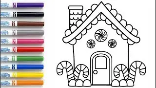 How to draw a Candy House Coloring Book Page