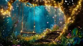 Enchanted Fairies Garden & Swing | Magical Night Forest Music & ASMR Ambience for Study/Chill/Work