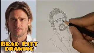 🎨 Brad Pitt Drawing | Realistic Sketch | Celebrity Portrait Art 🖌️#bradpitt  #art #drawing