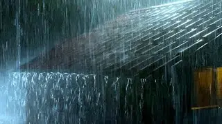 😴heavy rain on a tin roof for sleeping 24/7, sleep Instantly with rain sounds and Thunder at night