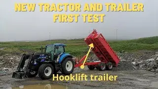 New Holland T5 with Bigab hooklift trailer first use
