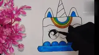 How to Draw a Simple Cute Unicorn Cake ,Easy Draw Beautiful 