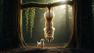 Golden Retriever Puppy and Monkey Save the Retriever Mom #dog #monkey #animals
