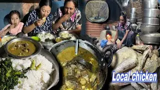 Traditional Village Style Local Chicken Making & Cooking Recipe || Eating In Village Kitchen 