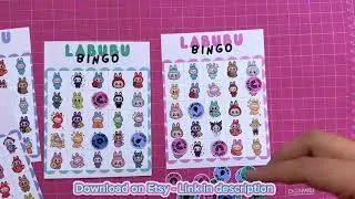 Labubu Bingo Printable Game for Kids | 25 Cute Cards + Tokens + Party Activity instant Download