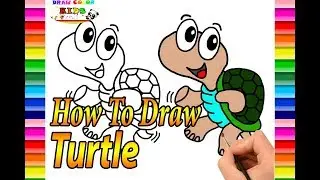 How to Draw Turtle Coloring Page for Childrens|Draw Color Kids