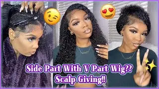 Scalp Giving🥺 Trying Side Part With Glueless V Part Wig! Beginner Friendly Wig Install #Elfinhair