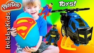 Giant SUPERMAN Surprise Egg! Batman Toys + Superhero Surprise Eggs. Imaginext Fun HobbyKidsVids
