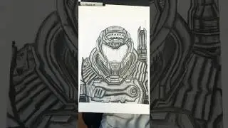 My drawing of Doomslayer from Doom Eternal 😈👹🔫#doometernal #art #metal