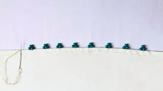 Making the boarder with 3 beads design of green color on a white dress #video #fyp #yt #beads