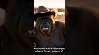 YEEHAA! Orangutan Turns Cowboy in Texas! 🐎🤠 #TexasVibes #CowboyLife #RodeoShorts #FunnyOrangutan
