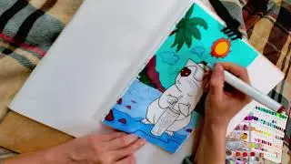 Marker coloring cute capybara - stress relief | No sound | No talking