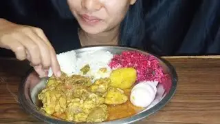 TODAY EATING SIMPLE CHICKEN CURRY & HEALTHY SALAD 🥗!!🔥🔥