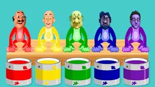 Colors Shower Motu Patlu Ghasitaram Head Monkey l Bathing Fun Colors for Kids Dye Coloring