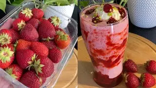 Strawberry Milkshake with homemade strawberry crush syrup | strawberry shake