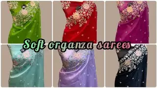 soft organza Embroidery work saree Beautiful body designs 1800/- #chikankaari#indianhandlooms 
