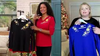 Quacker Factory Celestial V-Neck Long Sleeve Top on QVC