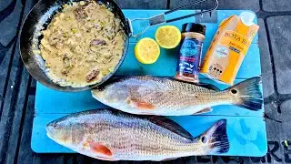 Catch n&rsquo; Cook Redfish in a Butter Lemon Wine sauce! (Fancy Feast on my Boat)