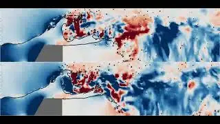 Ratio of radial velocity to axial velocity through one wave cycle at two different azimuths