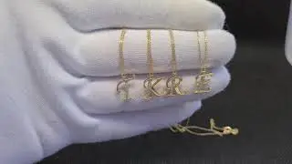 14K Solid Gold CZ Micro Pave Alphabet Letter Initial Charm Necklace for Women