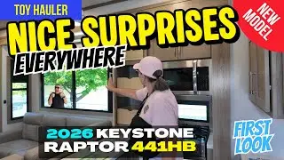 NEW Luxury Toy Hauler That Pleases! 2026 Keystone Raptor 441HB