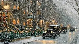 Vintage Winter Street Café ❄️ Snowy City Night, Warm Lights 🎶 Classic Oldies from the 1950s–1970s
