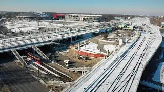 DWORZEC ŁÓDŹ KALISKA PO REMONCIE WIADUKTU WSCHODNIEGO 09 02 2023 DRON