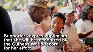 Lady on Nail-a-Thon, attempt Guinness world record in Jos Plateau state, Nigeria.