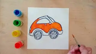 orange car drawing/painting,easy drawing for kids,step by step...|kids drawing|