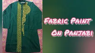 Fabric Paint On Panjabi || How to make hand printed fabric design on cotton panjabi