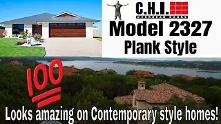 🆕 CHI Contemporary Garage Door | Model 2327 Plank Accent Woodtone