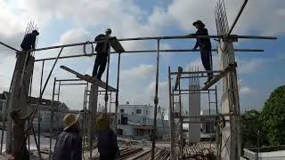 The Process of Installing Formwork on The Second Floor of The House