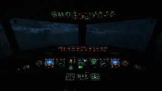 🌧️ Night Flight Through the Storm | Rain Sounds from the Cockpit