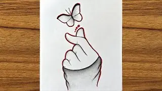 Korean Tumblr Heart Drawing || Easy drawing for beginners || BTS drawing easy for beginners