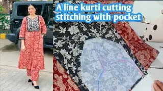 A line kurti cutting stitching with pocket step by step