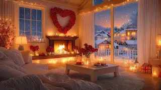 Peaceful Fireplace & Soft Piano Music 🎵 Valentine Evening Ambience for Sleep and Relaxation