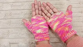 हाथों के दस्ताने कैसे बुने || How to knit fingerless hand-gloves // Quick and easy tutorial