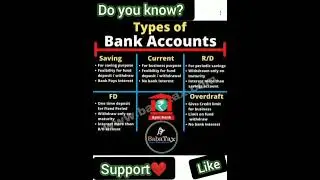 Types of bank account in banks /#bankingexams  #banking knowledge