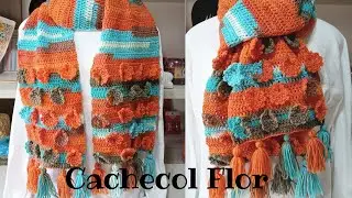 Cachecol de crochê Flor