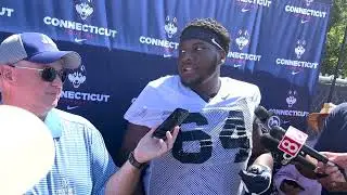UConn Football Training Camp: OL Christian Haynes Media Interview