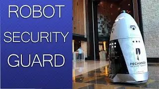 Robot Security Guard. Autonomous Mobile Security Robot. Image Recognition Sensor Tech Patrol Routes